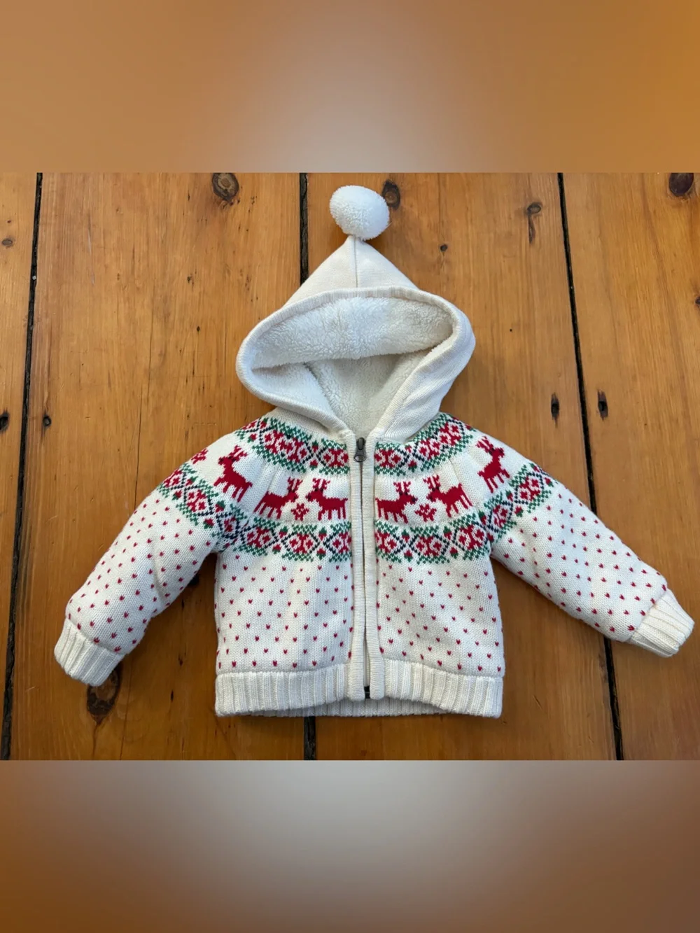 Hanna Andersson Gnome Hood Sweater Jacket Dear Deer, Size 6-12 Months Baby Kids
